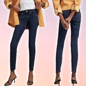 NWT G-STAR RAW Arc 3D Mid Waist Skinny Jeans Sz 24 Dark Aged Blue